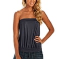 thumbnail image 1 of VNKIDY Womens Solid Color Strapless Tube Top With Banded Hem Loose Fit Casual Sleeveless Blouse For Summer Everyday Wear Night Out Black L, 1 of 6