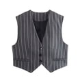 thumbnail image 1 of VNKIDY Womens Striped Sleeveless Suit Vest With V Neck Button Closure Formal Outerwear For Office Wear Special Occasions Gray S, 1 of 3
