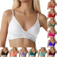 thumbnail image 1 of VNKIDY Womens Thin Spaghetti Strap Front Twist Solid Color V Neck Bikini Top Summer Seaside Regular Fit Quick Dry Swim Bath Tops For Ladies White XL, 1 of 5