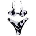 thumbnail image 1 of VNKIDY Womens V Neck Sleeveless Cow Print Bikini Top High Cut V Waist Bottom Two Piece Swimwear Set With Adjustable Straps For Beach Days Pool Parties Summer Vacations Trendy Swimwear, 1 of 6