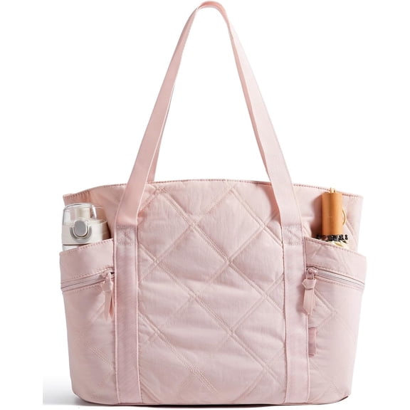 VNLVNL Crush Tote Bag for Women, 20L Puffer Work Tote with Zipper, Travel Essentials Quilted Nurse Hospital Bag