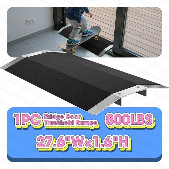 VNN 27.6"Wx1.6"H Wheelchair Ramp Bridge Door Threshold Ramp Black Aluminum 800LB