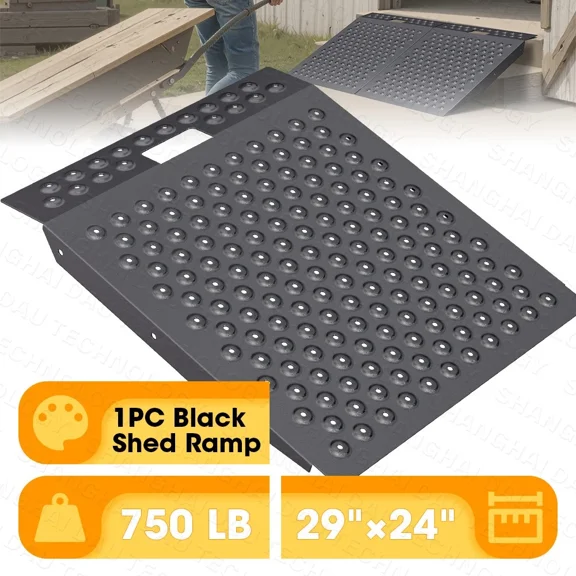 VNN 29" x 24" Shed Ramp with Anti-Slip Surface, 750 lbs Capacity Alloy Steel Ramp for Lawn Mowers, ATVs, Tractors & Motorcycles,Black