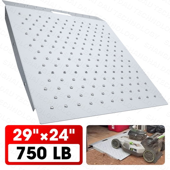 VNN 29" x 24" Shed Ramp with Anti-Slip Surface, 750 lbs Capacity Alloy Steel Ramp for Lawn Mowers, ATVs, Tractors & Motorcycles,Silver