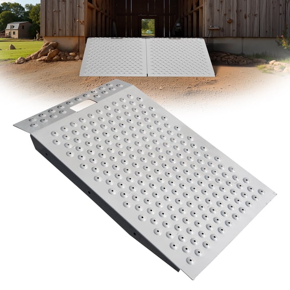 VNN 36" x 24" Shed Ramp with Anti-Slip Surface, 800 lbs Capacity Alloy Steel Ramp for Lawn Mowers, ATVs, Tractors & Motorcycles,Silver