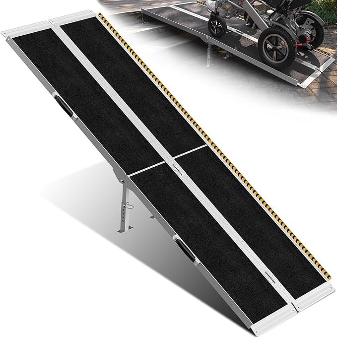 VNN 7ft Wheelchair Ramp with 4 Support Legs, Seamless Portable Aluminum ...