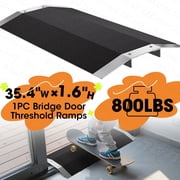 VNN Wheelchair Ramp Bridge Door Threshold Ramps Black Aluminum Ramp 35.4Wx1.6H