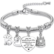 16th Birthday Gifts Bracelet - Sweet 16 Birthday Presents for Her Adjustable Charm Bracelet Jewellery Gift for Sister Friend Teen