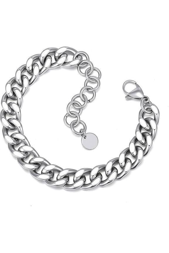 18K Gold Plated Stainless Steel Cuban Link Bracelet, Non-Tarnish Chunky Thick Chain Jewelry Gift for Women