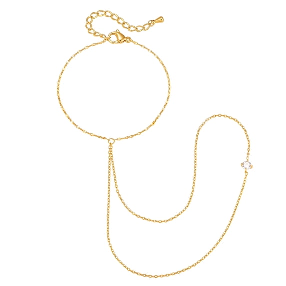 VNOX 18K Gold Plated Stainless Steel Zircon Hand Chain Bracelet for Wedding Party Gift