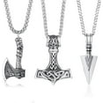 thumbnail image 1 of VNOX 3 Pcs Viking Necklace for Men - Norse Nordic Pendant Amulet Talisman Jewelry Gift for Men Women, 1 of 1