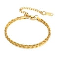 thumbnail image 1 of VNOX 3mm Gold Stainless Steel Wheat Chain Bracelet for Women w/ Adjustable Extender Chain, 1 of 4