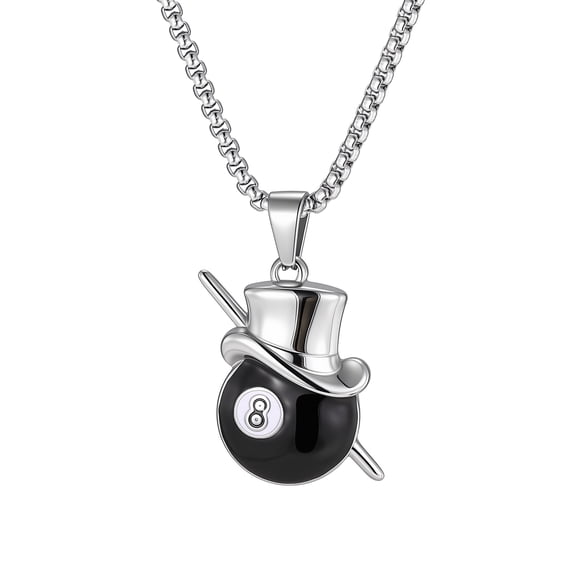 VNOX Ball Billiard Stainless Steel Silver Necklace for Men Personal Gift Style Fashion Accessory