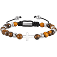 thumbnail image 1 of VNOX Beaded Bracelet Men Tiger Eye Bracelets for Men Cross Stainless Steel Bracelet with Natural Stone Beads, Adjustable Religious Fashion Jewelry, 1 of 5