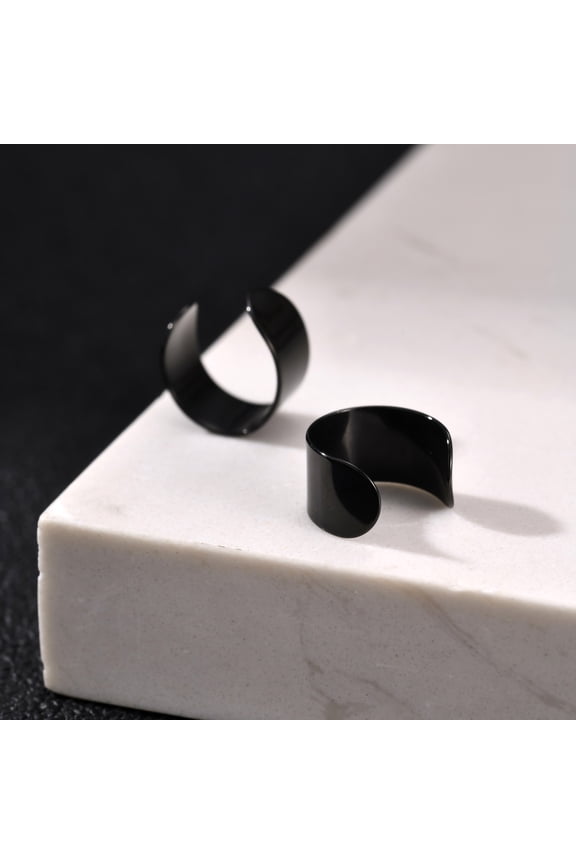 Black Stainless Steel U Shaped Clip On Earrings for Men, No Piercing Ear Cuff Gift