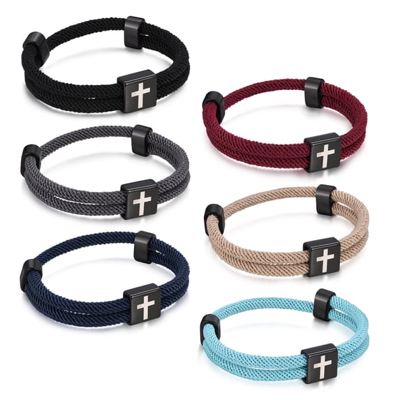 VNOX Braided Men Rope Cross Bracelet - Adjustable Tree of Life Cord Surfing Bracelet, Handmade Nautical Navy Marine String Bracelet with Metal Knot, Easter Women Bracelets Gifts