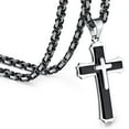 thumbnail image 1 of VNOX Byzantine Cross Necklace for Men, Black Silver Stainless Steel Cross Chain Pendant Necklace Masculine Chunky Sturdy Mens Christian Jewelry Gift 24 Inch, 1 of 7