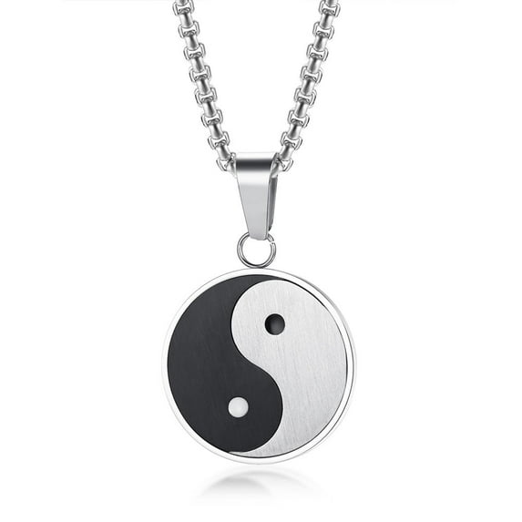 VNOX Chinese philosophy Taoist symbols Yin Yang Tai Chi diagram stainless steel pendant necklace, talisman jewelry