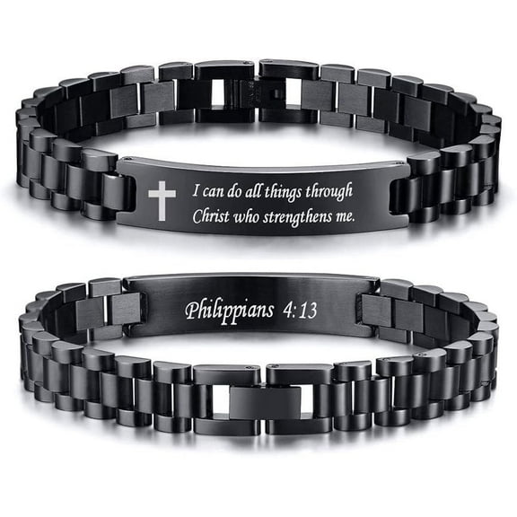 VNOX Classic Watch Strap Bracelet-Engraved Inspirational Christian Faith Bible Verse Quote Wristbands Elegant Link Bracelet Encouragement Gift,Classic Watch Band Strap Design