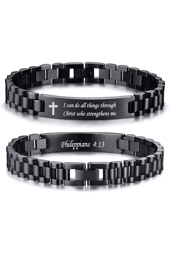 Classic Watch Strap Bracelet-Engraved Inspirational Christian Faith Bible Verse Quote Wristbands Elegant Link Bracelet Encouragement Gift,Classic Watch Band Strap Design