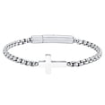 thumbnail image 1 of VNOX Cross Bracelet for Men,Cross Chain,Stainless Steel Bracelets Rolo Chain,Non Tarnish Silver Bracelet,Bayonet Clasp Cross Bracelet's Christian Gift for Men Him,Son,Baptism,Easter,Birthday, 1 of 7