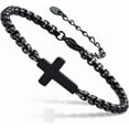 thumbnail image 1 of VNOX Cross Chain Bracelets for Men Women, Silver/Black Stainless Steel Cross Charms Men's Bracelet, Faith Religious Easterholic Christian God Jesus Communion Baptism Jewelry Gift Mens Link Bracelet, 1 of 3