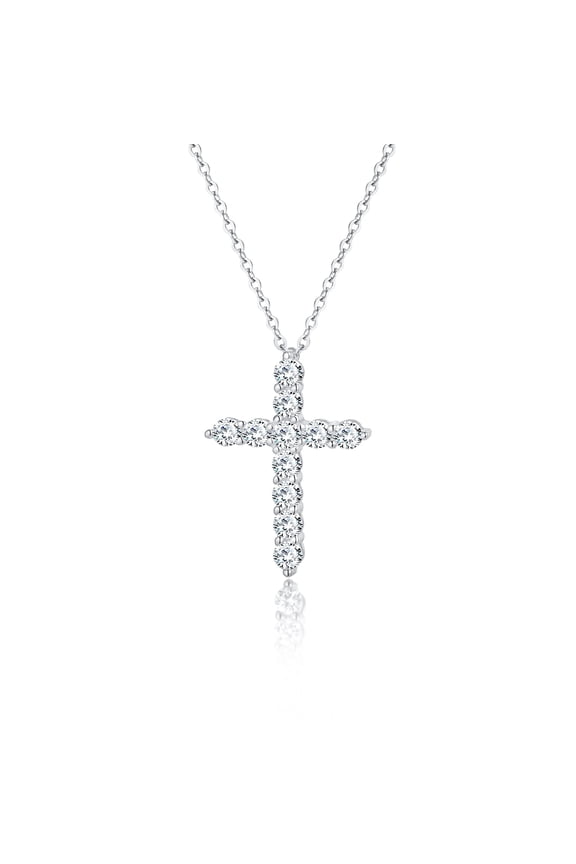 Cross Necklaces for Women 925 Sterling Silver Cubic Zirconia Cross Pendant Necklace Simple Jesus Cross Necklace Cute Simulated Diamond Jewelry Religious Minimalist Gift
