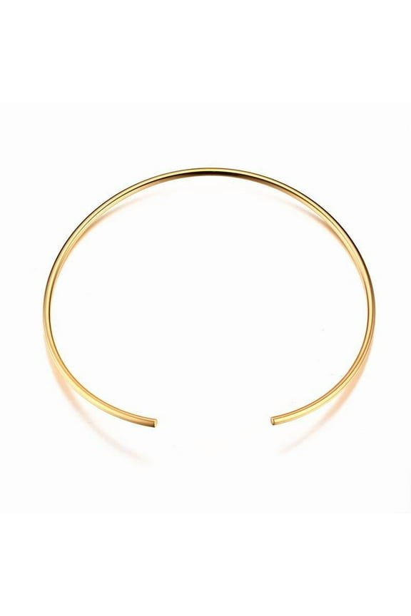 Fashion Must-Have Stainless Steel Gold Plated Metal Plain Cuff Chocker Collar Necklace for Women