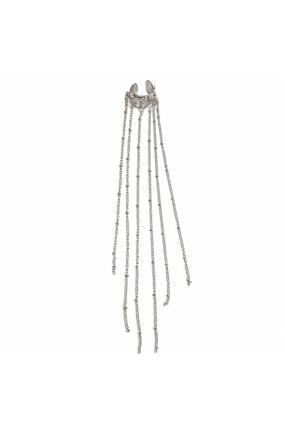 Gold Alloy Tassel Chain Ear Cuff Earring, No Piercing Dangle Jewelry for Party Gift