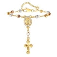 thumbnail image 1 of VNOX Gold Copper 3-Color Bead Bracelet with Virgin Mary Pendant & Jesus Cross – Religiousholic Jewelry, 1 of 6