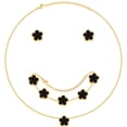 thumbnail image 1 of VNOX Gold Necklaces Bracelets Earring Set - 18K Gold Plated Flower Bracelet Chain,Stainless Steel Non Tarnish Floral Pendant Stud Jewelry Sets,Christmas Birthday Lucky Gift for Mom Wife Girlfriend, 1 of 1