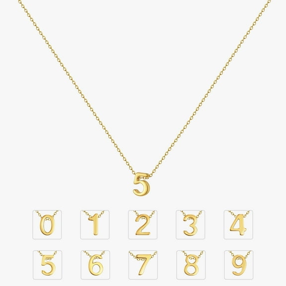 VNOX Gold Number Necklace for Women - DIY 10 PCS Number 0-9 Charm Necklace, 18K Gold Plated Number Pendant Dainty Birth Month Choker Game Day Accessories Personalized Jewelry Birthday Gift for Her