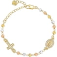 thumbnail image 1 of VNOX Gold Rosary Bead Cross Bracelet - 14k Gold Plated Virgin Mary Bracelets,Non Tarnish Golden Religious Rosariosolicos Virgen de Guadalupe Jewelry,Catholic Confirmation Baptism Gifts for Women, 1 of 5