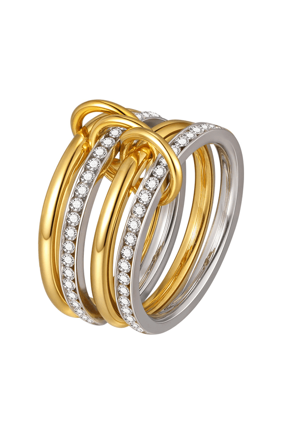 Gold Stackable Rings for Women, 14K Gold Plated Cubic Zirconia Rings, Silver Gold Multi Ring Mixed Metals Stackable Ring Set for Women Non Tarnish