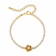 thumbnail image 1 of VNOX Gold Stainless Steel Rose Tennis Bracelet with Crystal Accents, Anniversary Gift for Women, 1 of 7