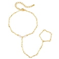 thumbnail image 1 of VNOX Gold Tone Stainless Steel Faux Pearl Hand Chain Bracelet for Women, Party Gift Jewelry, 1 of 6