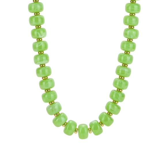 VNOX Gold Tone Stainless Steel Green Resin Beaded Necklace for Women, Layering Jewelry Gift