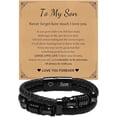 thumbnail image 1 of VNOX Leather Bracelets Mens Gifts Jewellery - To My Son Bracelet Handsome Premium Leather Black Stainless Steel Magnetic Clasp Cuff Bangle for Graduation for Son, 1 of 3