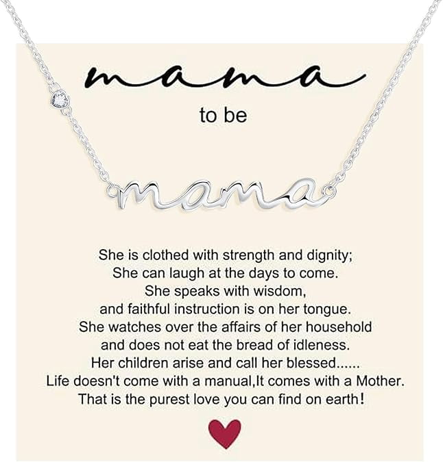 Mama Necklace 925 Sterling Silver Mom Necklace for Women S925 Silver Dainty Mother Jewelry Cute Pendant Necklace, Mom Birthday Gift Jewelry for New Mom Women Wife Anniversary