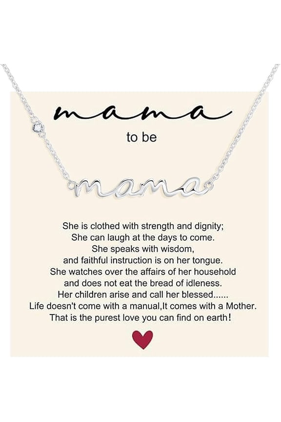 Mama Necklace 925 Sterling Silver Mom Necklace for Women S925 Silver Dainty Mother Jewelry Cute Pendant Necklace, Mom Birthday Gift Jewelry for New Mom Women Wife Anniversary