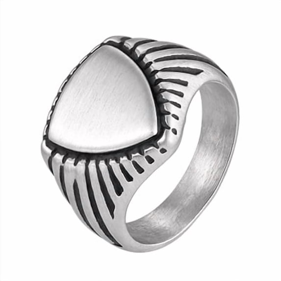 VNOX Men's Stainless Steel Brushed Triangle Ring Silver Tone Size 12, Geometric Statement Jewelry Gift for Him