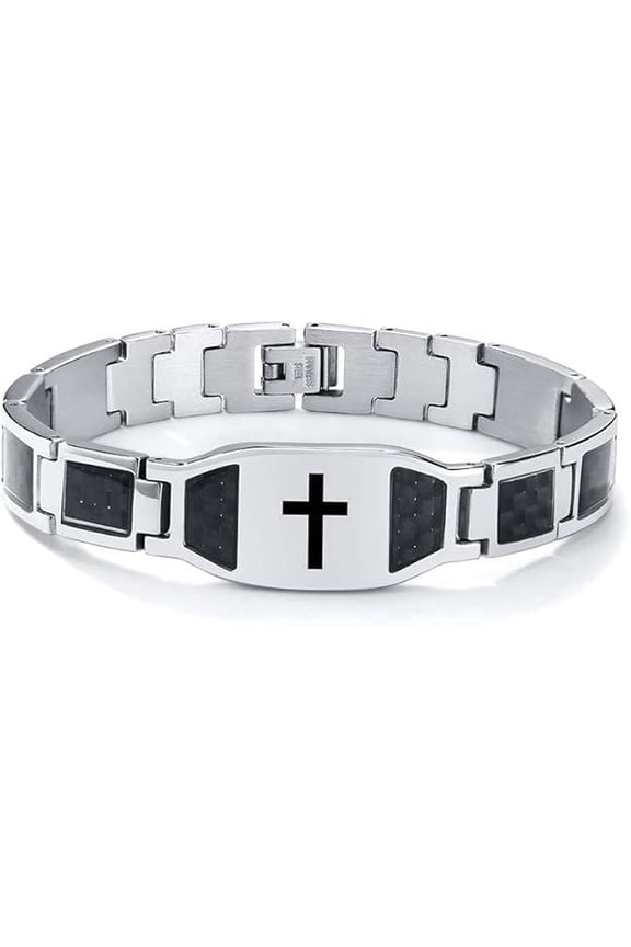 Men's personalized chain bracelet, cross-pattern stainless steel fashionable bracelet