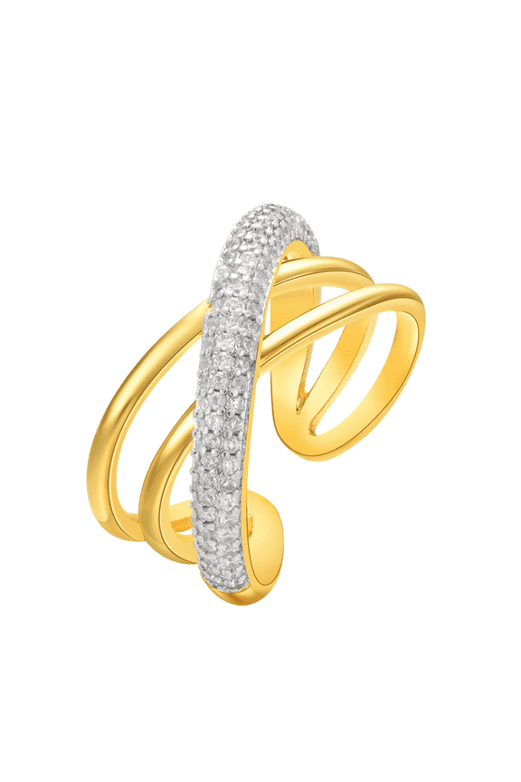 New 2025 Arrival Cross Zircon Rings for Women Gold Color Adjustable Stainless Steel Ring 2025 Trend Luxury Wedding Band Aesthetic Jewelry Gift with for You Accessories Trendy Creative Gift