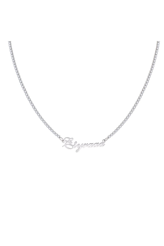 Stainless Steel Custom Name Necklace Silver CZ Tennis Chain Personalized Gift Jewelry