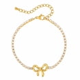 thumbnail image 1 of VNOX Stainless Steel Gold Bow Tennis Bracelet, Sparkling Adjustable Bracelet for Birthday Gift, 1 of 7