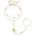 thumbnail image 1 of VNOX Stainless Steel Gold Tone Turquoise Snake Hand Chain Bracelet for Anniversary Gift, 1 of 6