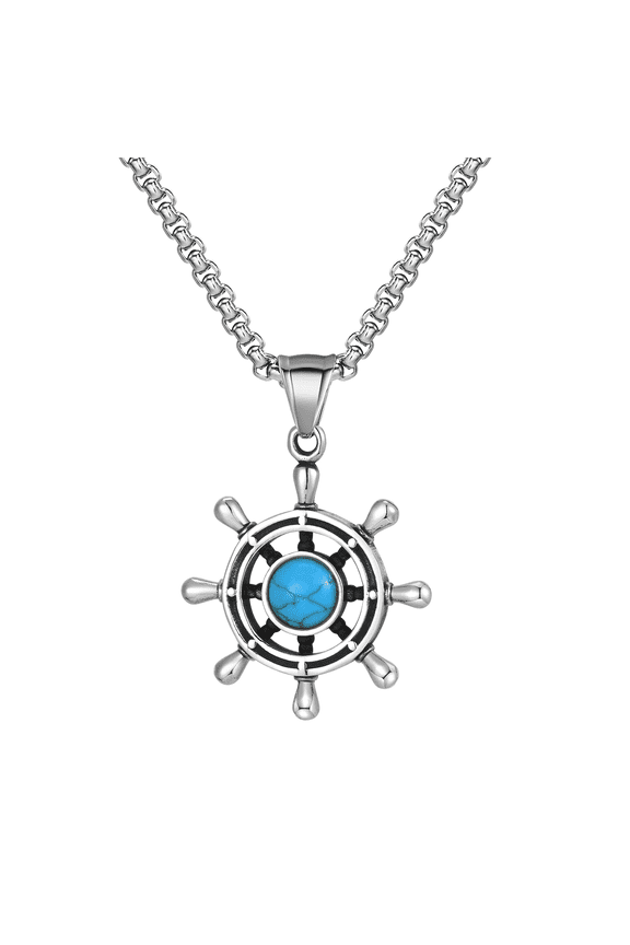 Stainless Steel Pendant Necklace Gothic Punk Rock Emo Biker Cosplay Vintage Viking Charm Necklace Jewelry for Men Women Silver