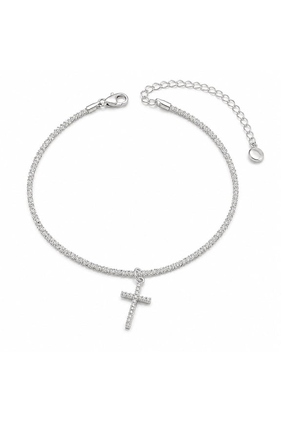 Stainless Steel Silver Cross Anklet, Adjustable Chain Ankle Bracelet for Daily Wear Gifts