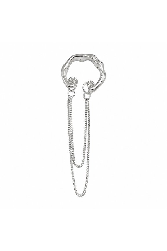 Stainless Steel Silver Irregular Tassel Chain Ear Cuff Clip Earring for Party Gift