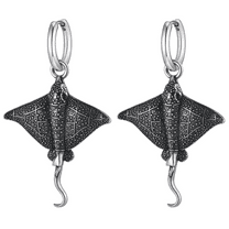 VNOX Stainless Steel Stingray Dangle Earrings for Men Women Ocean Sea Animal Manta Ray Huggie Hoop Earring Jewelry Gift